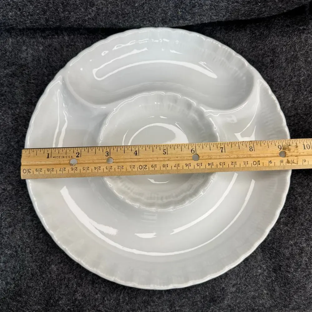 BIA Cordon Bleu White Smooth 3-Part Serving Tray Dish 9 1/4” Discontinued